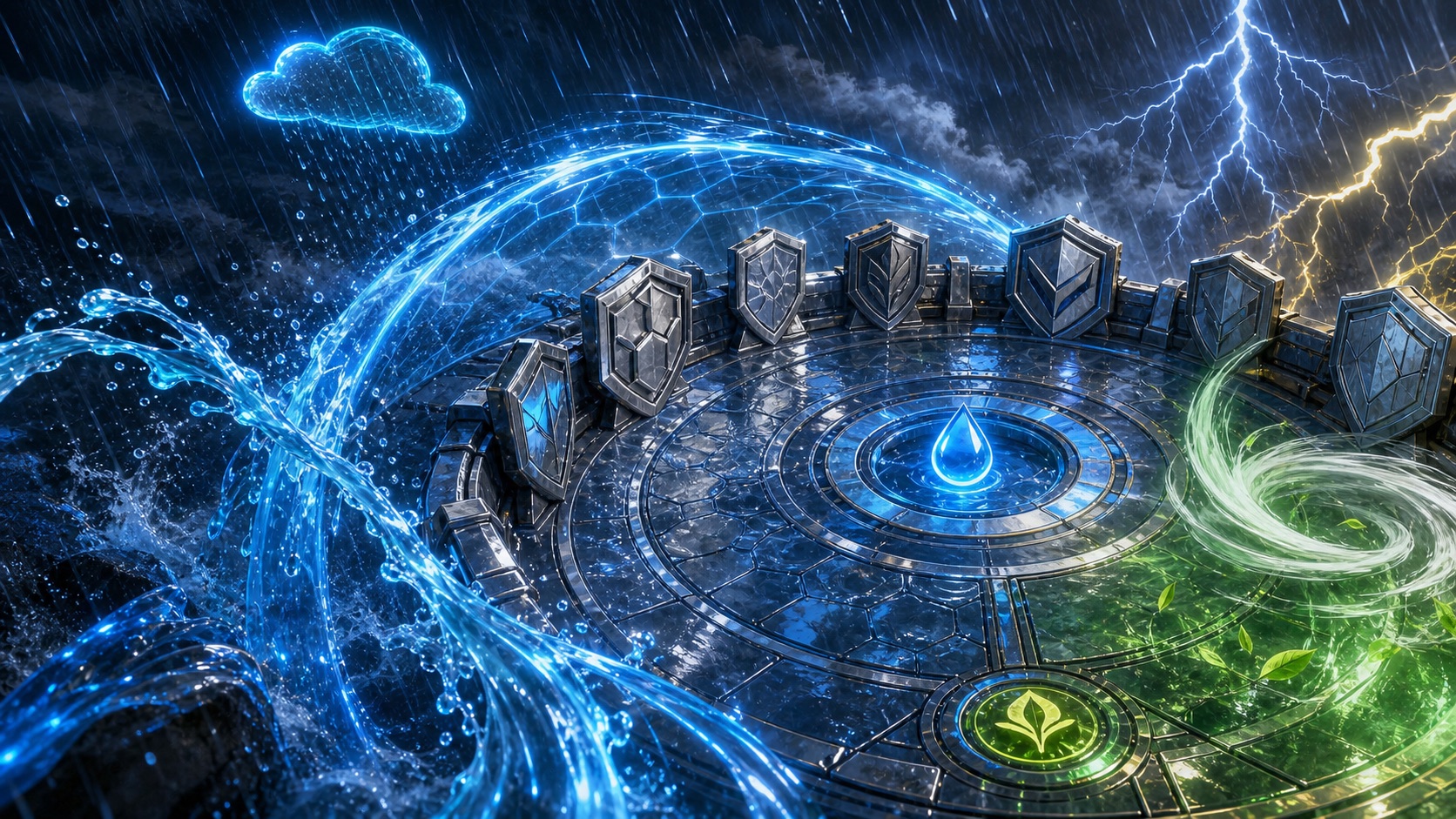 Rain battle plan card with blue tactical effects